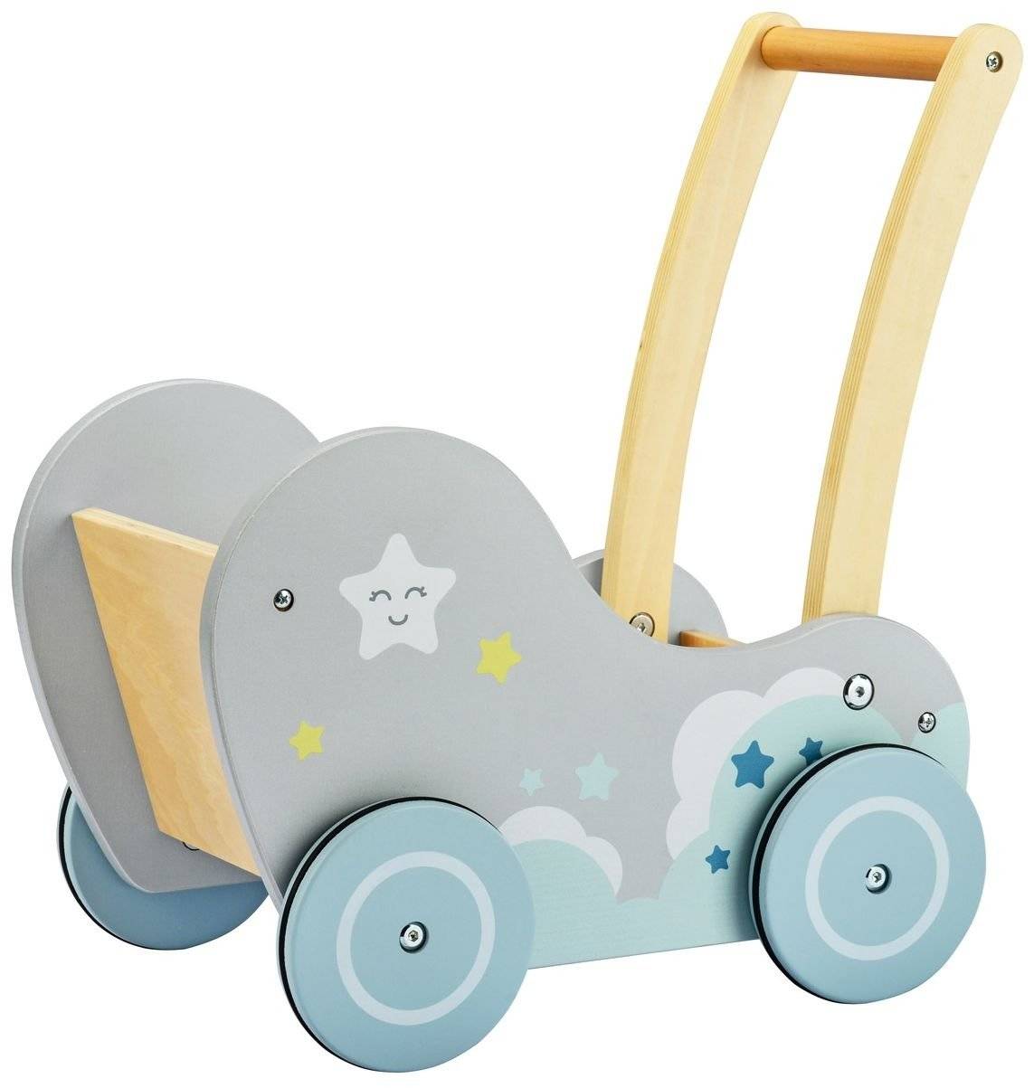 Evening cartoon - walker wooden cart pusher